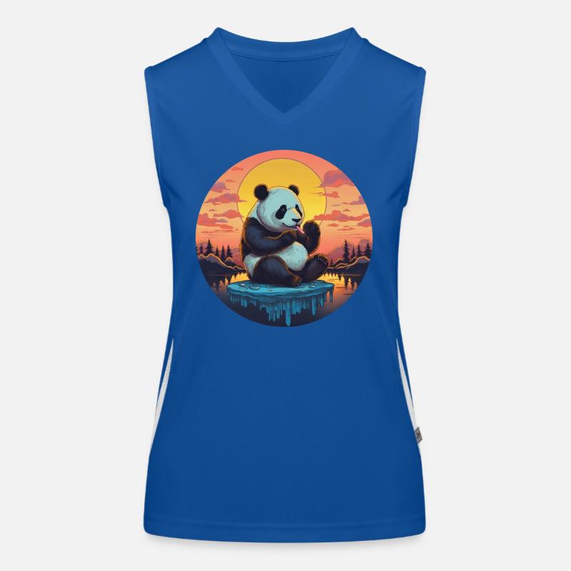 Cute panda on ice floe with candy - Sun Women's Functional Contrast Tank Top