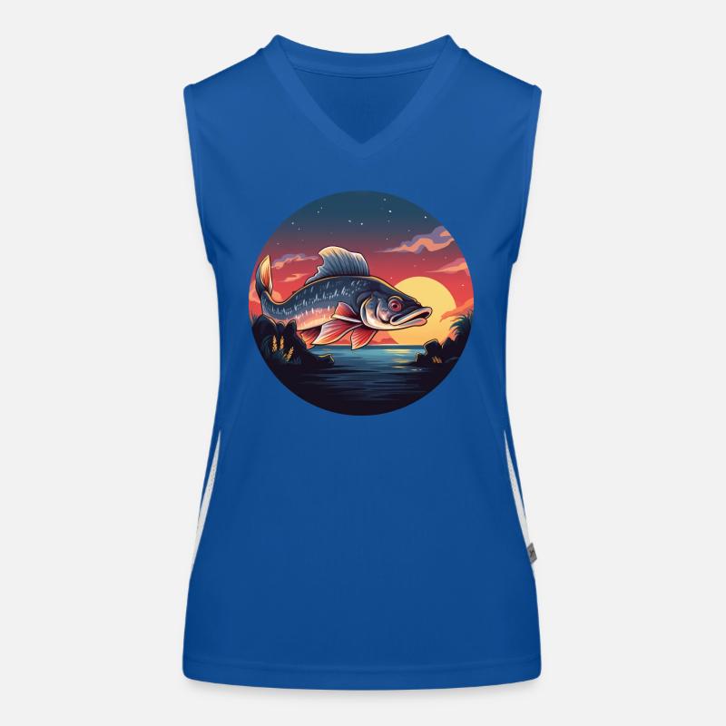 Angler Fisch Forelle Sunset Funktionelles Kontrast-Tank Top für Frauen