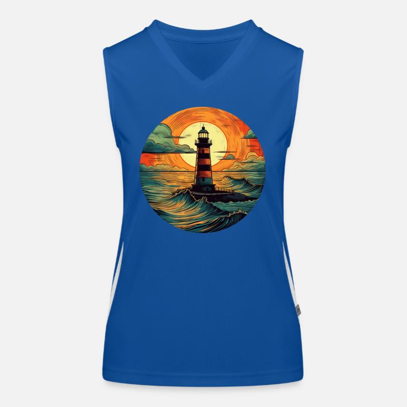 Phare au coucher du soleil, Romantique Débardeur respirant contrasté Femme