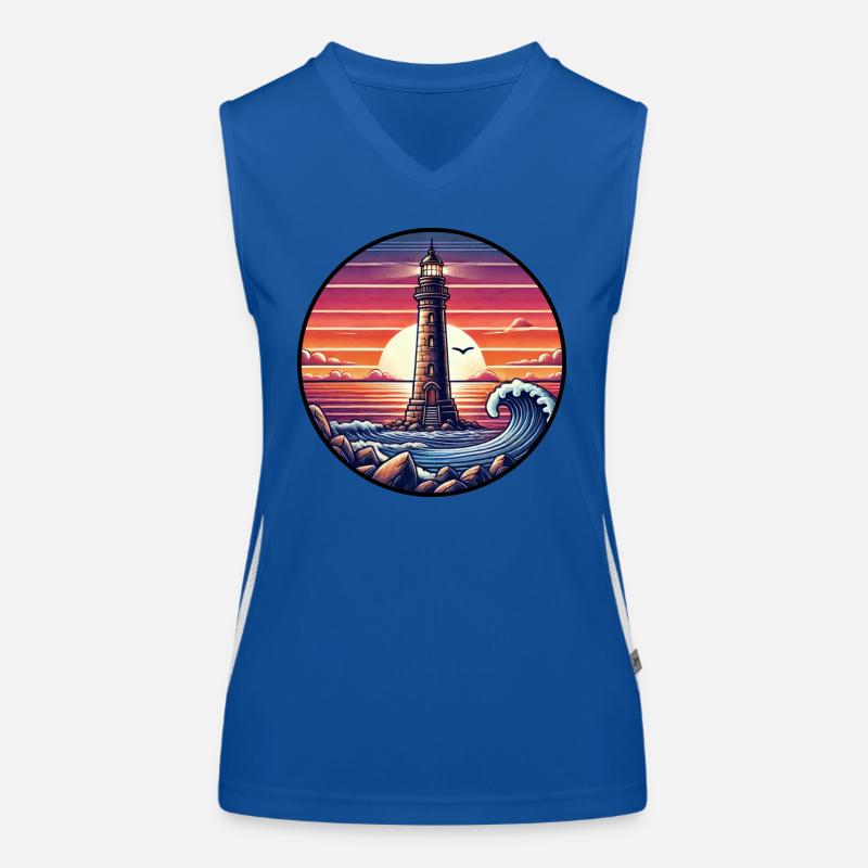 Phare Coucher De Soleil Océan Mer Romance Débardeur respirant contrasté Femme