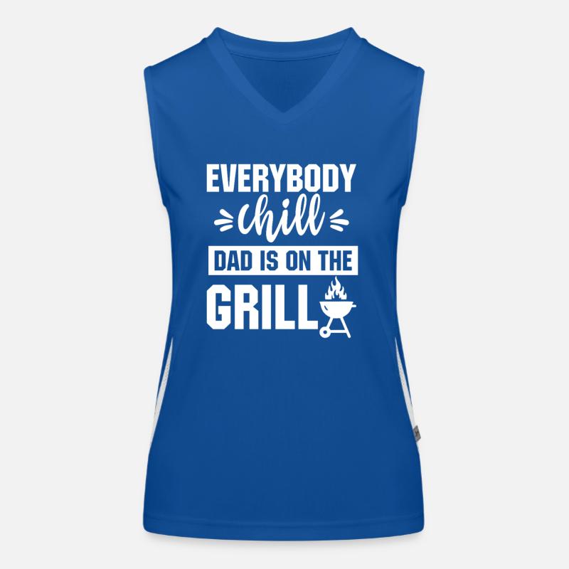 Everybody chill dad is on the grill Tshirt Funktionelles Kontrast-Tank Top für Frauen
