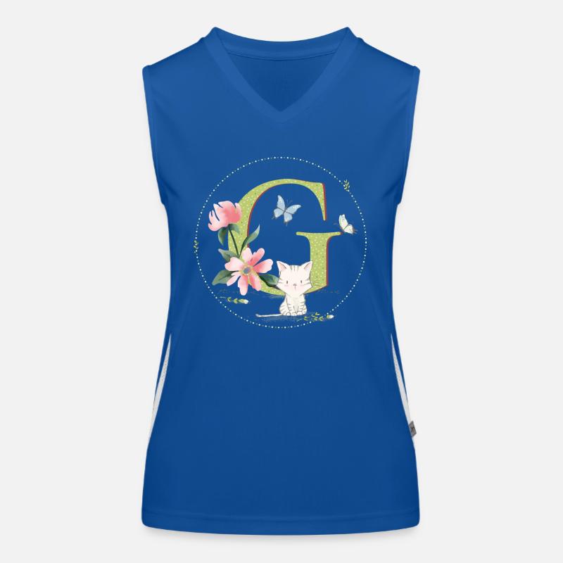 Anfangsbuchstabe G mit Katze Funktionelles Kontrast-Tank Top für Frauen