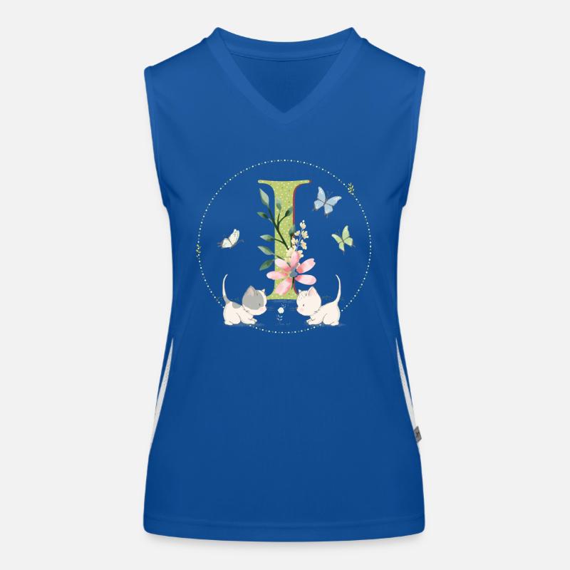 Initial letter I with cat Women's Functional Contrast Tank Top
