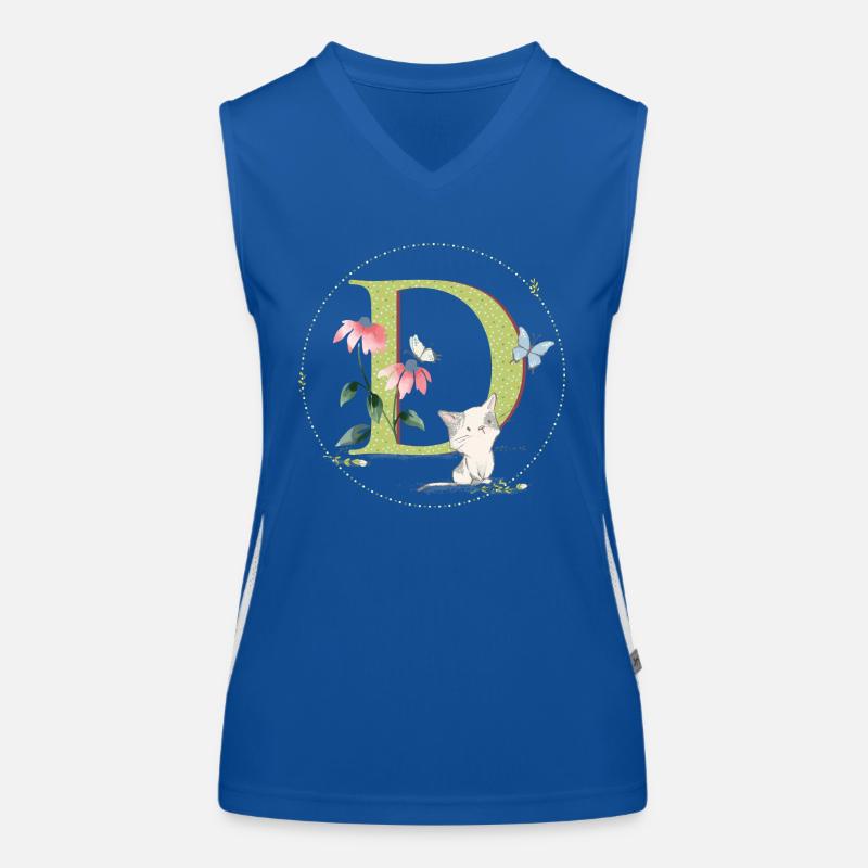Anfangsbuchstabe D mit Katze Funktionelles Kontrast-Tank Top für Frauen
