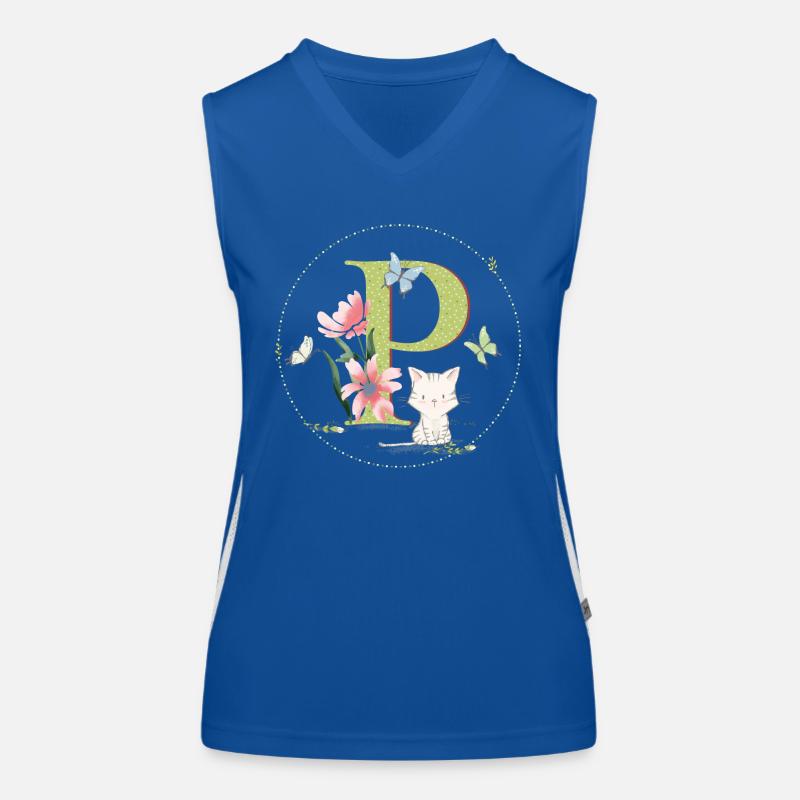 Initial letter P with cat Women's Functional Contrast Tank Top