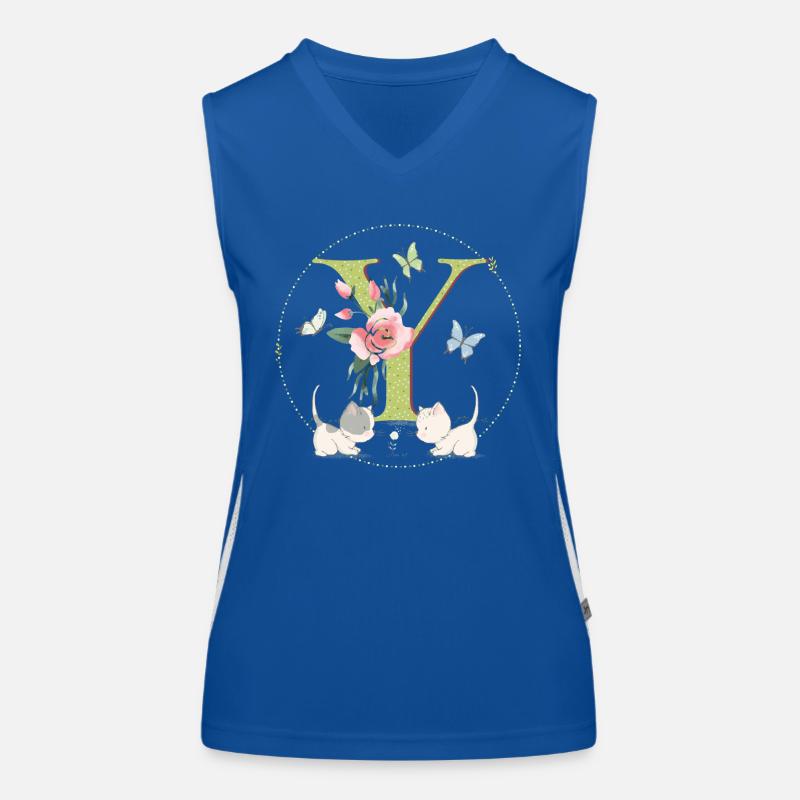 Anfangsbuchstabe Y mit Katze Funktionelles Kontrast-Tank Top für Frauen