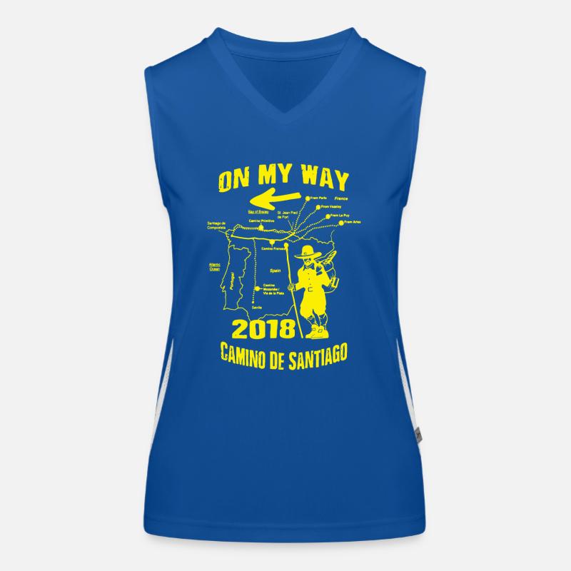 Chemin de Compostelle Chemin de Saint-Jacques 2018 Chemin du Chemin de Saint-Jacques-de-Compostelle Débardeur respirant contrasté Femme