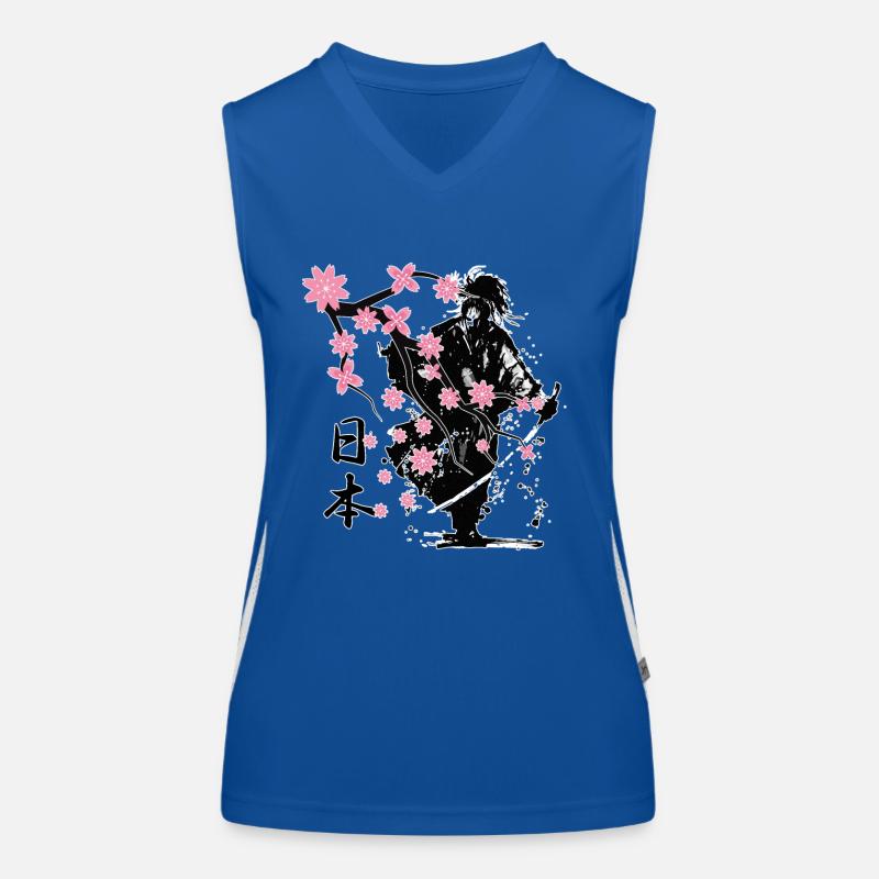 Samurai Krieger Sakura Blumenstil Funktionelles Kontrast-Tank Top für Frauen