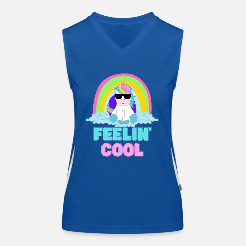 Feeling cool unicorn, Einhorn mit Regenbogen Funktionelles Kontrast-Tank Top für Frauen