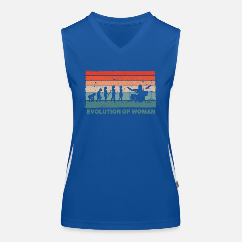 Retro Schlagzeuger Evolution Drummer Funktionelles Kontrast-Tank Top für Frauen