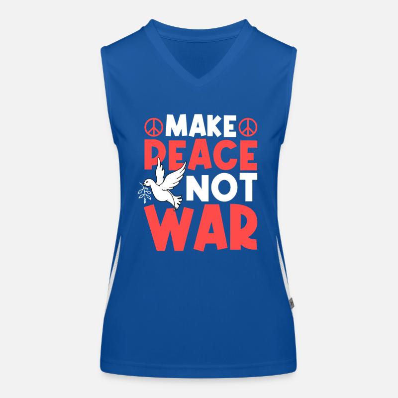 MAKE PEACE NOT WAR Funktionelles Kontrast-Tank Top für Frauen