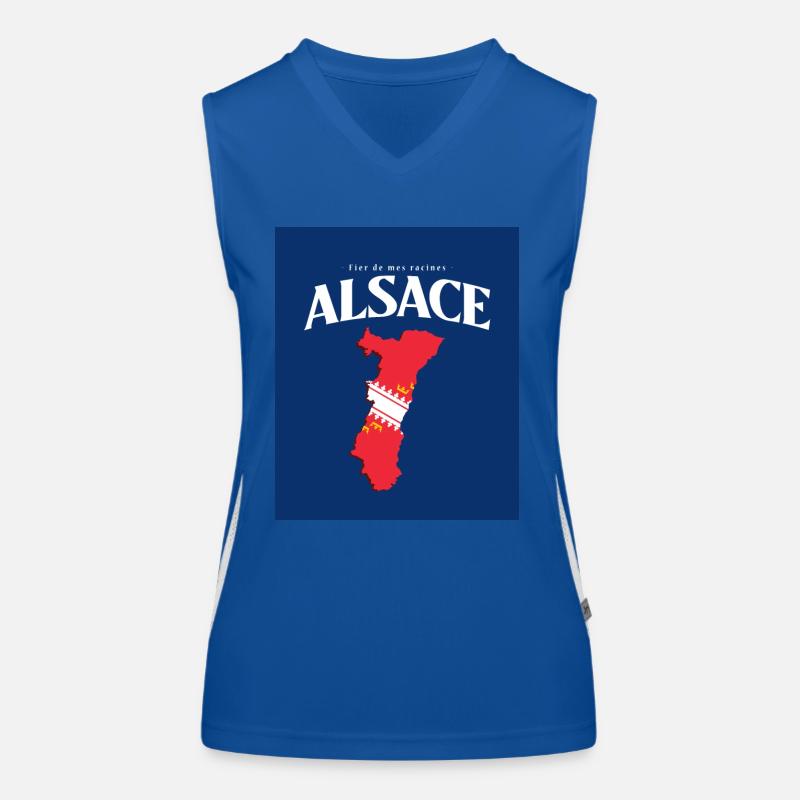 Fier de mes Racines Alsace Bleu Débardeur respirant contrasté Femme