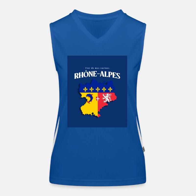 Fier de mes Racines Rhône-Alpes Bleu Débardeur respirant contrasté Femme