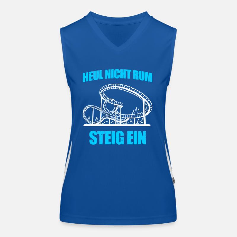 Steig ein Freizeitpark Rollercoaster Achterbahn Funktionelles Kontrast-Tank Top für Frauen