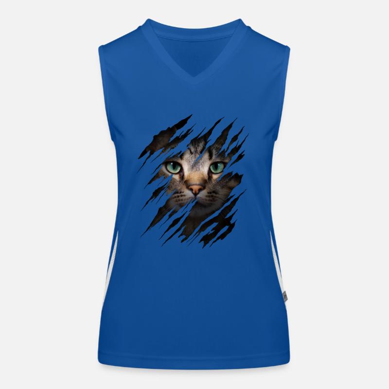 Chat avec égratignure - Visage de chat Chat à gratter Chat Débardeur respirant contrasté Femme