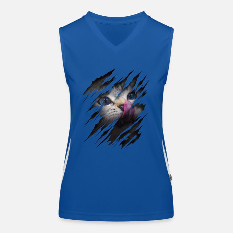 Chat avec égratignure - Visage de chat Chat à gratter Chat Débardeur respirant contrasté Femme