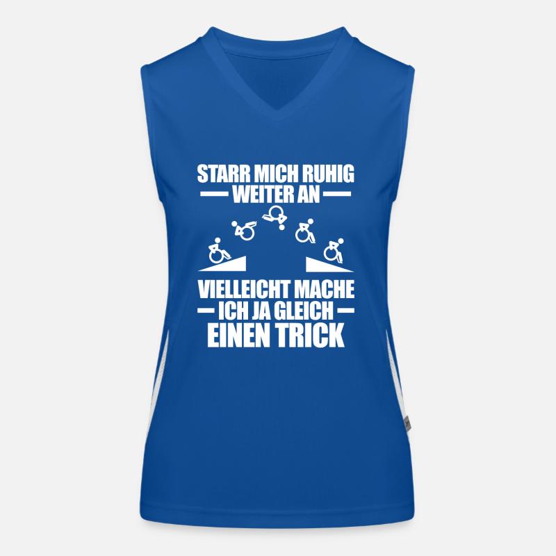 Starr mich ruhig Rollstuhlfahrer Rollstuhl Funktionelles Kontrast-Tank Top für Frauen