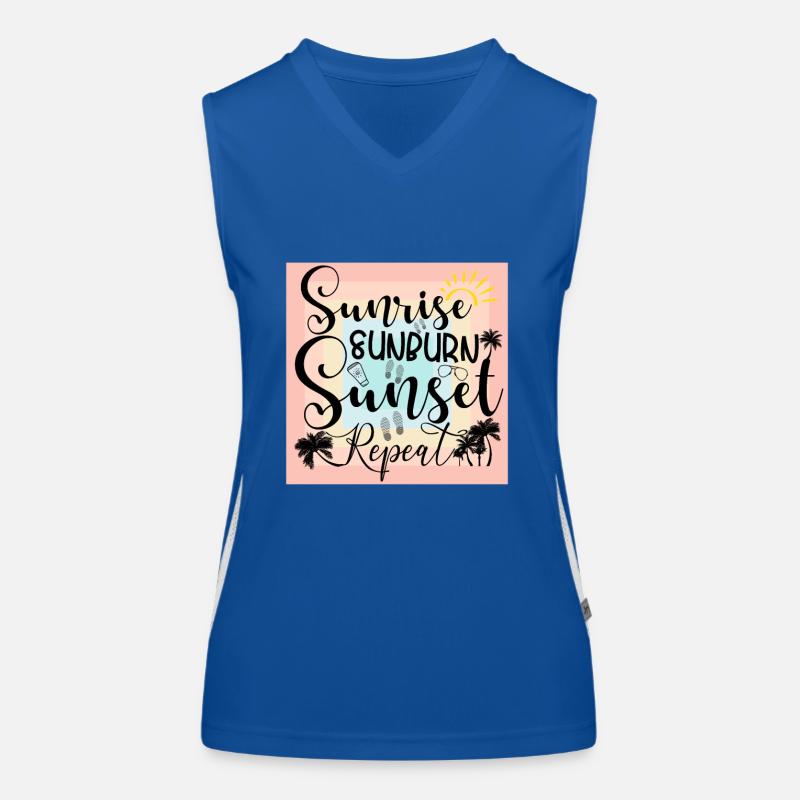 Sunrise Sunburn Sunset Repeat Summer Beach Holiday Women's Functional Contrast Tank Top