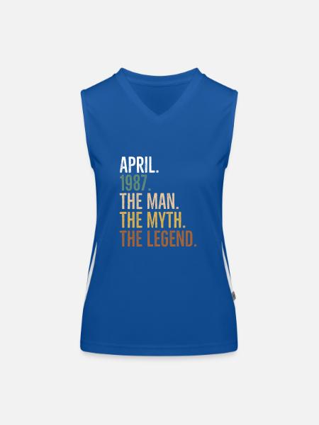 April 1987 Der Mann Der Mythos Die Legende - Funktionelles Kontrast-Tank Top für Frauen - Royal/Weiß - Vorne
