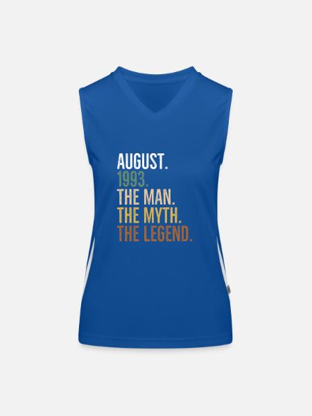 August 1993 The Man The Myth The Legend - Women's Functional Contrast Tank Top - royal/white - Front