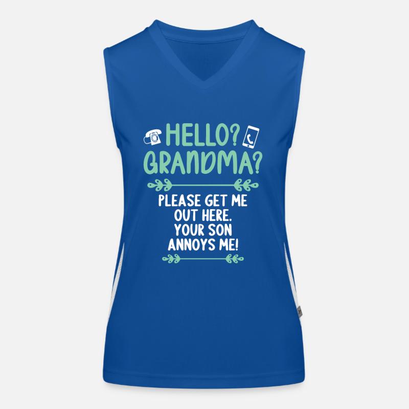 Hallo Oma Bitte Hol Mich Hier Raus Funktionelles Kontrast-Tank Top für Frauen