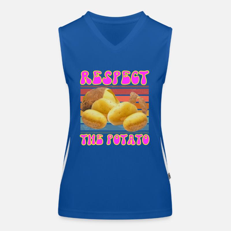 Respect The Potato Funny Root Vegetable Potatoes Women's Functional Contrast Tank Top