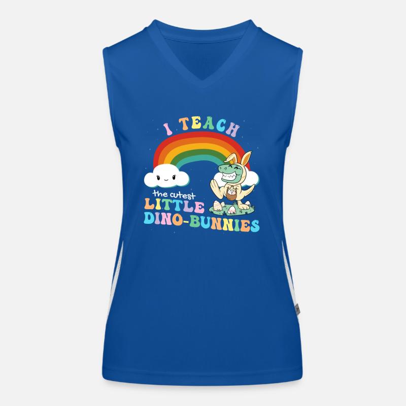 Groovy I Teach the Cutest Dino-Bunnies Easter Day Women's Functional Contrast Tank Top