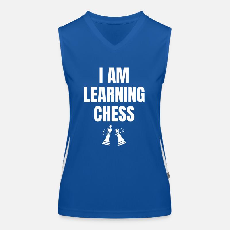 Ich lerne Schach Spruch Englisch Funktionelles Kontrast-Tank Top für Frauen
