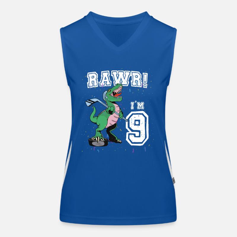 Rawr I'm 9 9th Birthday Party T Rex Dinosaurier Funktionelles Kontrast-Tank Top für Frauen