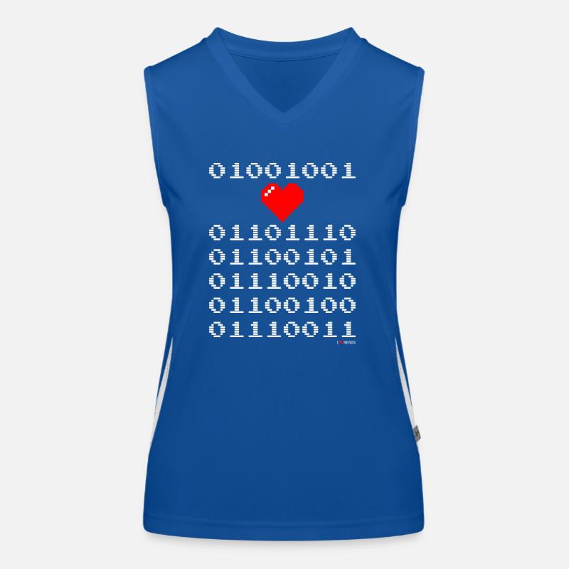 I Love Nerds tshirt - I Heart Nerds in Binary Women's Functional Contrast Tank Top