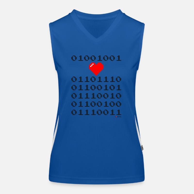 I Love Nerds tshirt - I Heart Nerds in Binary Women's Functional Contrast Tank Top