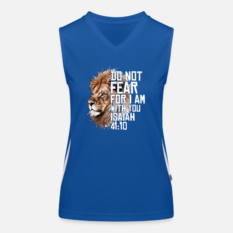 Christlich Religiös Bibel Vers Sprüche Löwe Angst Funktionelles Kontrast-Tank Top für Frauen