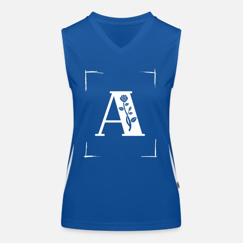letter A initial Women's Functional Contrast Tank Top