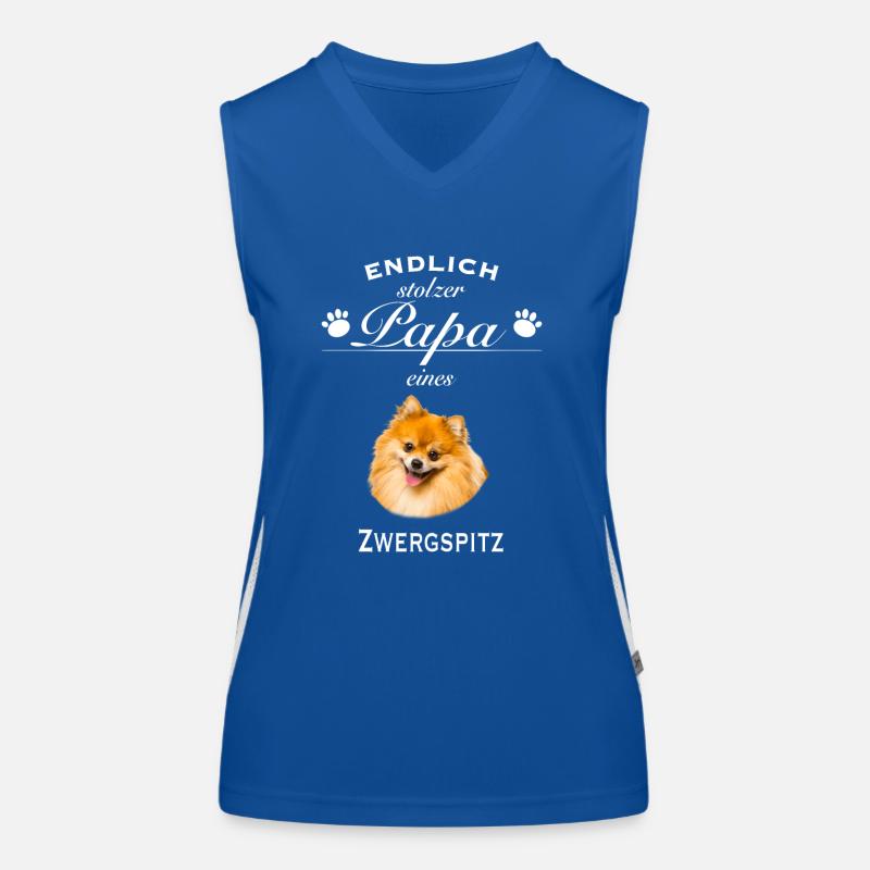 Endlich stolzer Papa - Zwergspitz Funktionelles Kontrast-Tank Top für Frauen