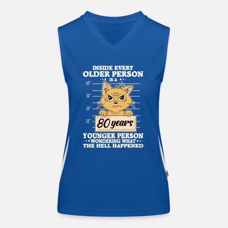80 Year Old Birthday Stressed Cat Women's Functional Contrast Tank Top