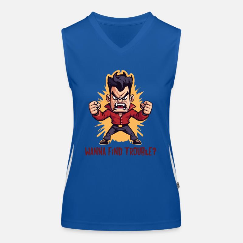 If you're looking for trouble: Angry Guy Women's Functional Contrast Tank Top