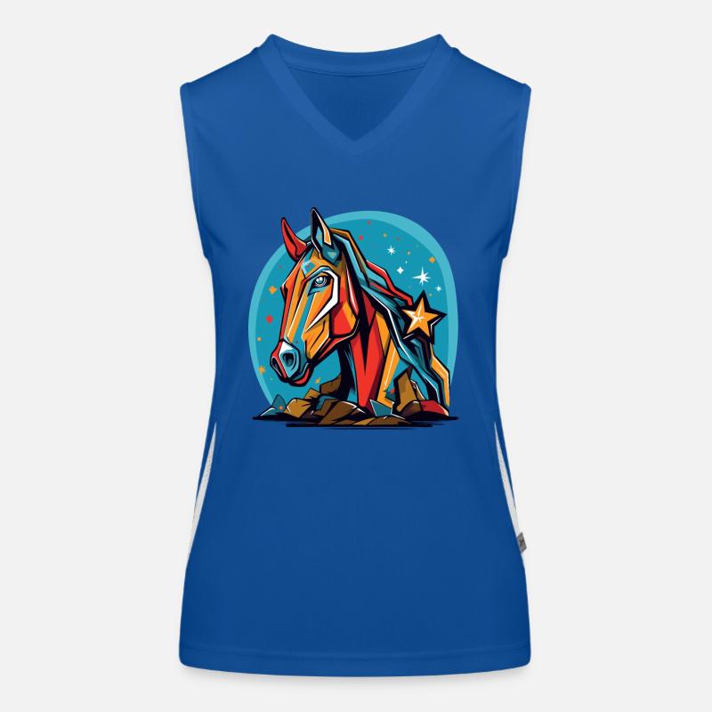Sterne und ein buntes Pferd Funktionelles Kontrast-Tank Top für Frauen