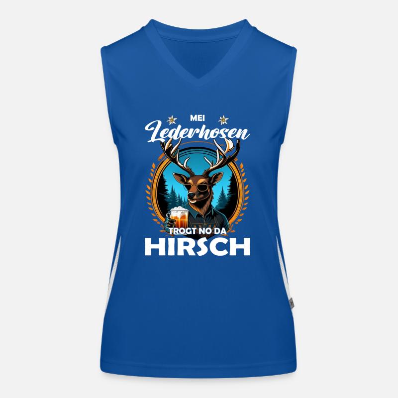 Mei Lederhosn trogt no da Hirsch Trachten Funktionelles Kontrast-Tank Top für Frauen