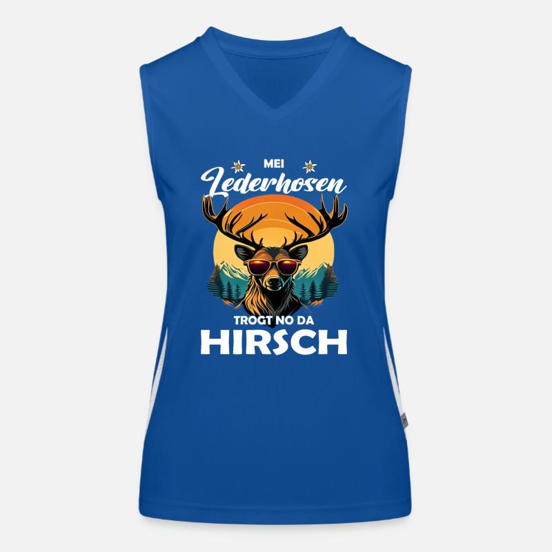 Mei Lederhosn trogt no da Hirsch Trachten Funktionelles Kontrast-Tank Top für Frauen