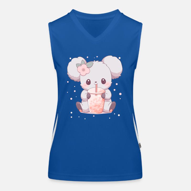 Kawaii Koala Boissons Boba Bubble Tea Chibi Débardeur respirant contrasté Femme