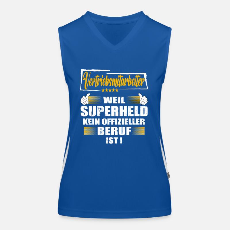 Vertriebsmitarbeiter Superheld offizieller Beruf Funktionelles Kontrast-Tank Top für Frauen