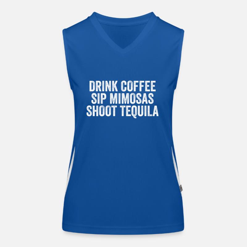 Drink Coffee Sip Mimosas Shoot Tequila Mexican Pun Women's Functional Contrast Tank Top