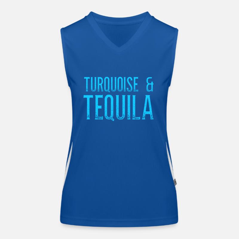 Turquoise Tequila Pun Alcohol Drink Mexican Cool Women's Functional Contrast Tank Top