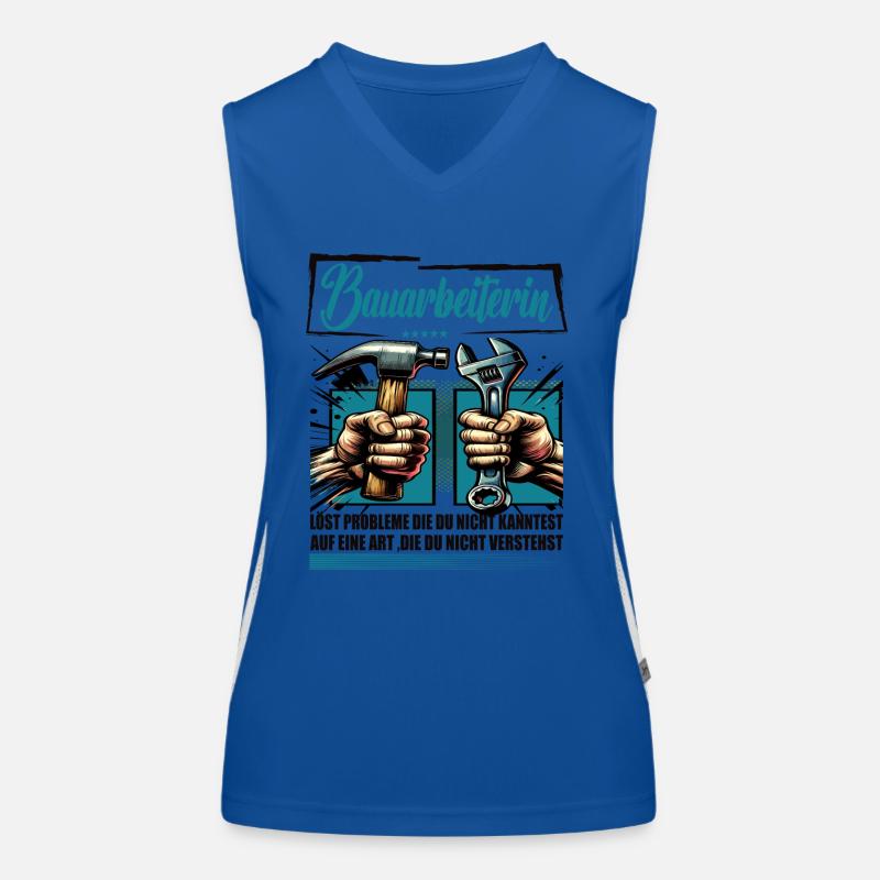 Bauarbeiterin Beruf mit lustigen Spruch Funktionelles Kontrast-Tank Top für Frauen