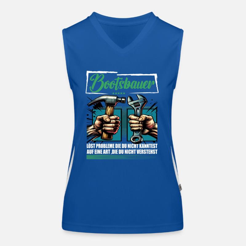 Bootsbauer Beruf mit lustigen Spruch Funktionelles Kontrast-Tank Top für Frauen
