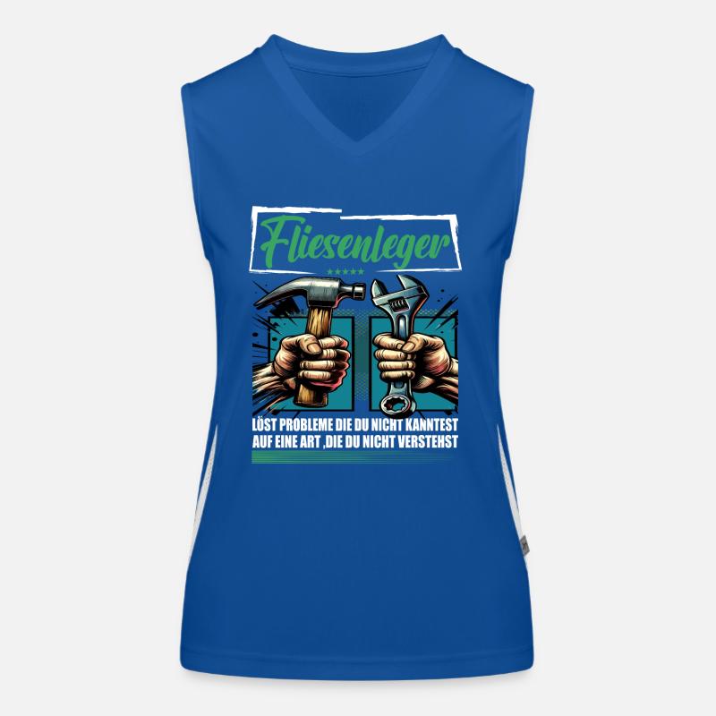 Fliesenleger Beruf mit lustigen Spruch Funktionelles Kontrast-Tank Top für Frauen
