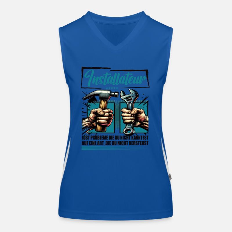 Installateur Beruf mit lustigen Spruch Funktionelles Kontrast-Tank Top für Frauen