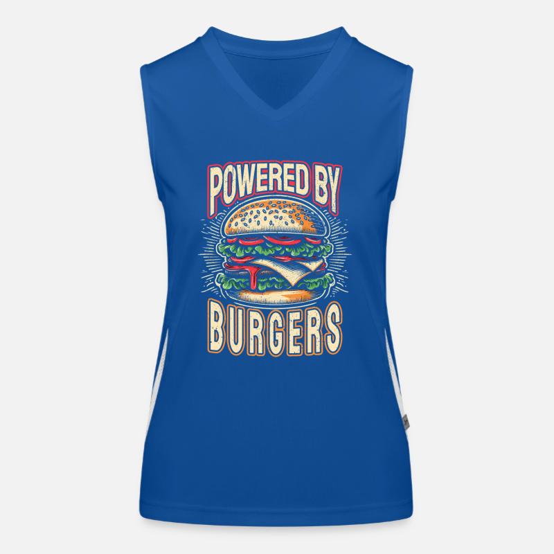 Powered by Burgers - Gift for Burger Lovers Women's Functional Contrast Tank Top
