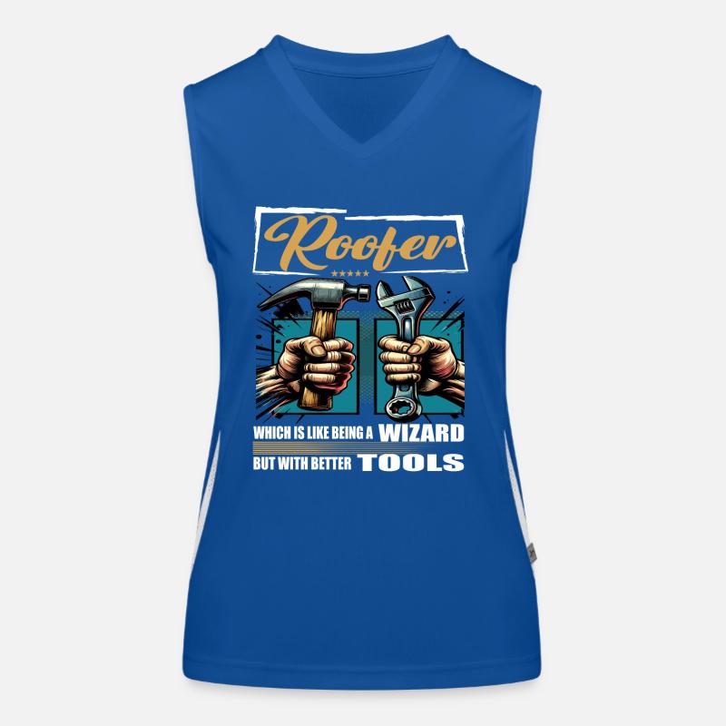 Roofer Beruf Spruch Arbeiter Funktionelles Kontrast-Tank Top für Frauen