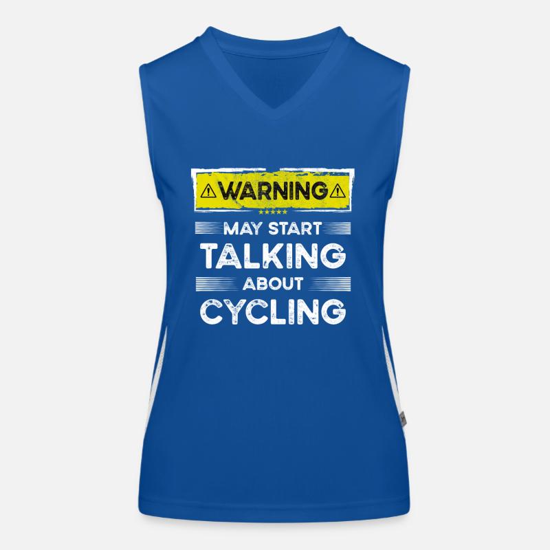 Talking about Cycling funny Funktionelles Kontrast-Tank Top für Frauen